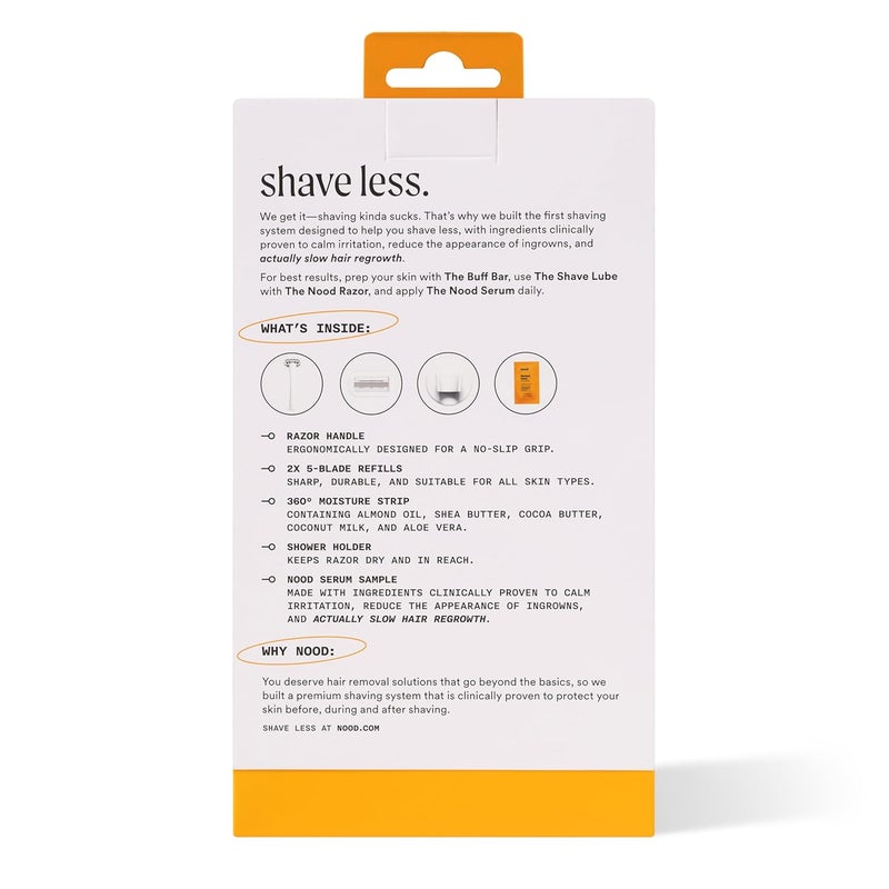 Nood NEW ™ Shaving Starter Kit — Premium Stainless Steel Refillable 5-Blade Razors for Women & Men — Includes Razor Handle, 2 Replacement Razor Cartridges, Shower Holder — Works Everywhere Hair Grows - Image 2